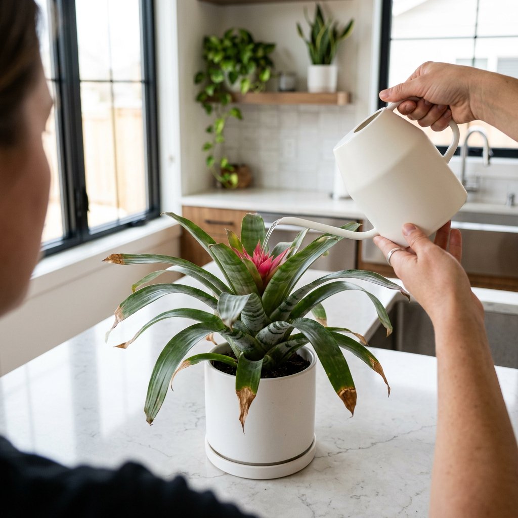 Brown Tips on Bromeliad: Watering Fix