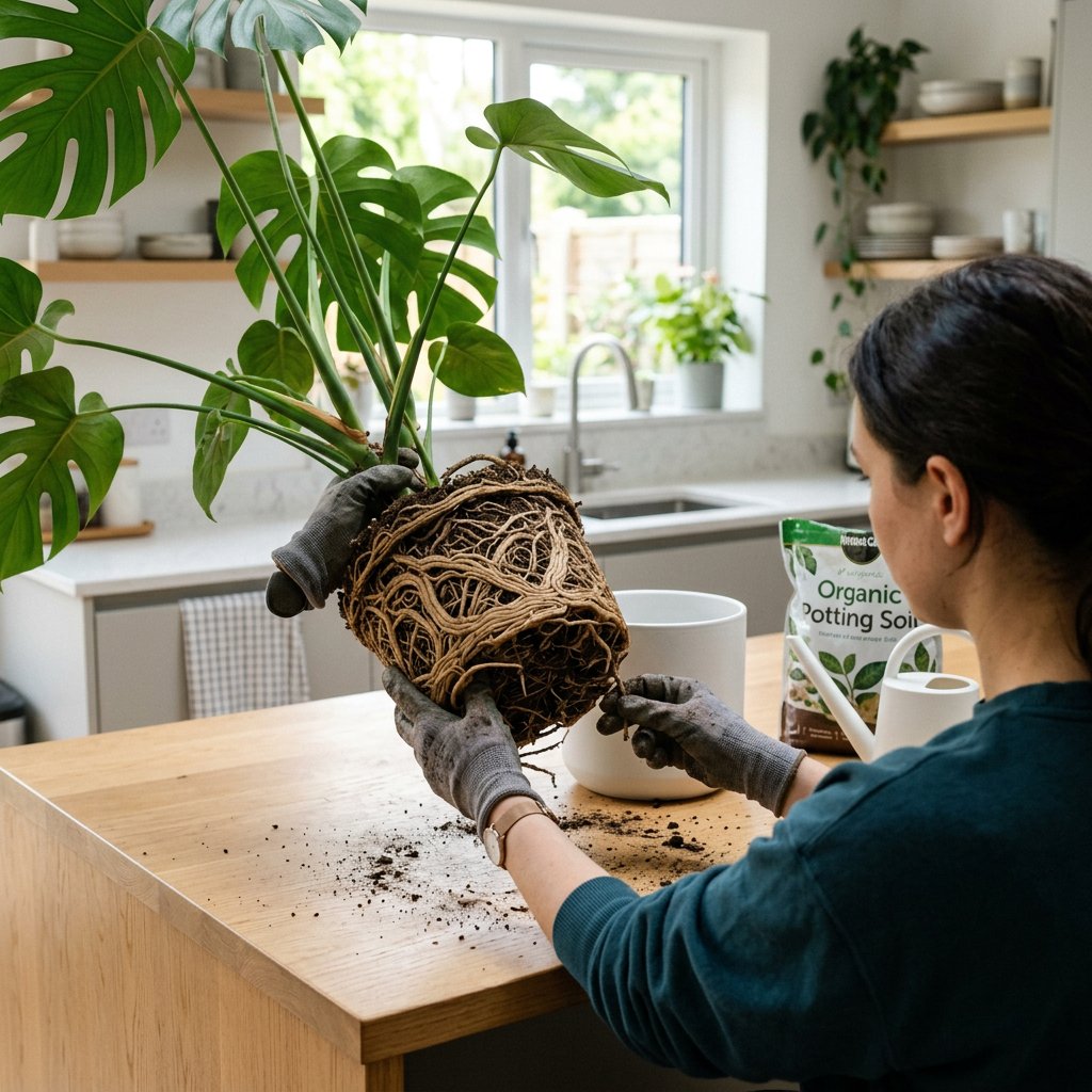 Repotting a Root-Bound Monstera