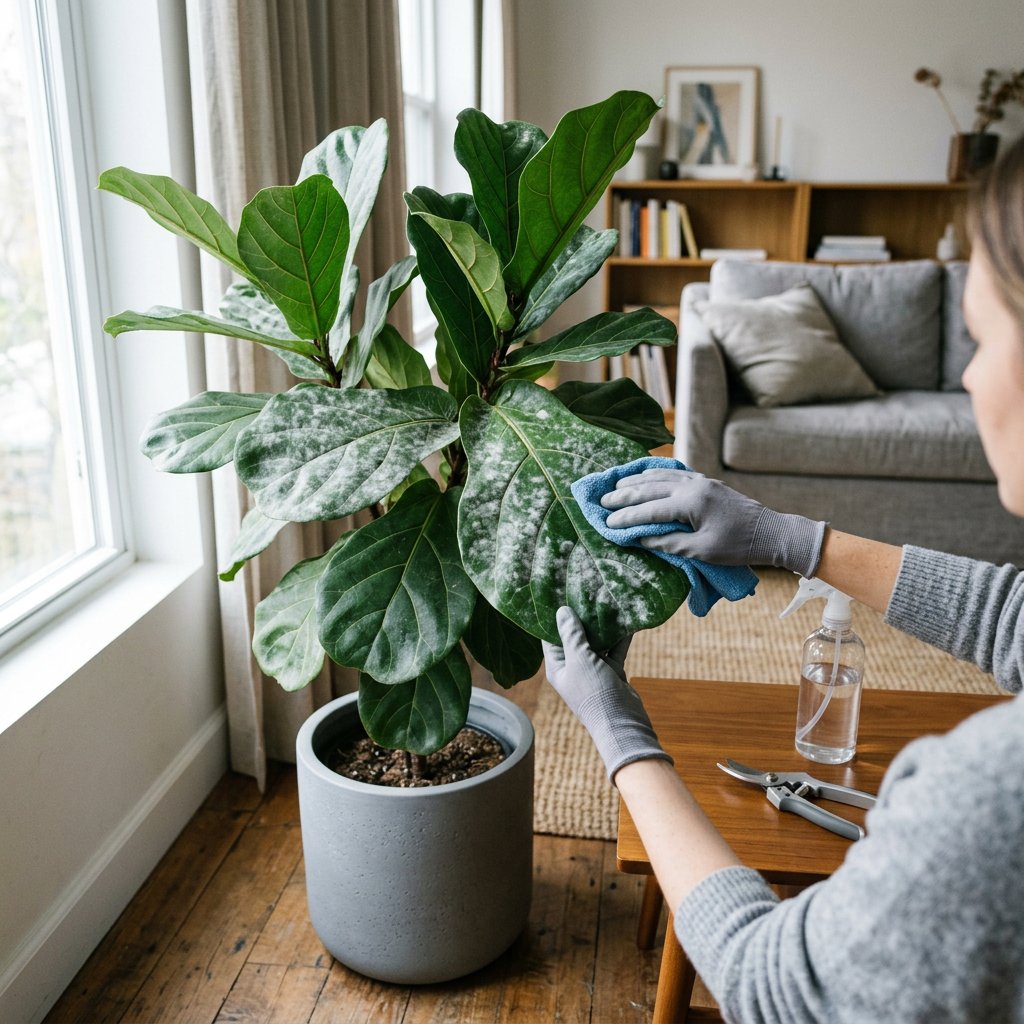 Stop Fiddle Leaf Fig White Mildew